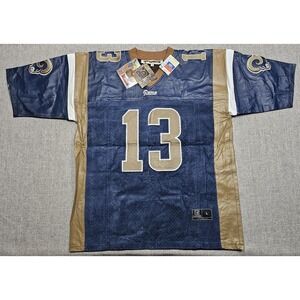 VINTAGE St. Louis Rams Jersey Mens Large NFL Football Warner 13 Jeff Hamilton